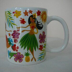 Island Hula Honeys Hawaiian Dancing Hula Girls Colorful Handled Coffee Tea Mug